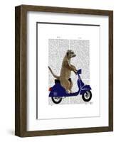 Meerkat on Dark Blue Moped-Fab Funky-Framed Art Print