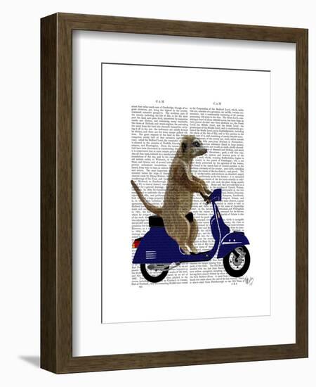 Meerkat on Dark Blue Moped-Fab Funky-Framed Art Print