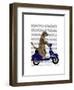 Meerkat on Dark Blue Moped-Fab Funky-Framed Art Print