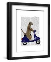 Meerkat on Dark Blue Moped-Fab Funky-Framed Art Print