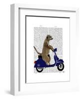 Meerkat on Dark Blue Moped-Fab Funky-Framed Art Print