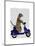 Meerkat on Dark Blue Moped-Fab Funky-Mounted Art Print