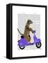 Meerkat on Lilac Moped-Fab Funky-Framed Stretched Canvas