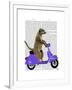 Meerkat on Lilac Moped-Fab Funky-Framed Art Print