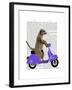 Meerkat on Lilac Moped-Fab Funky-Framed Art Print