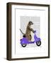 Meerkat on Lilac Moped-Fab Funky-Framed Art Print