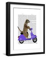 Meerkat on Lilac Moped-Fab Funky-Framed Art Print