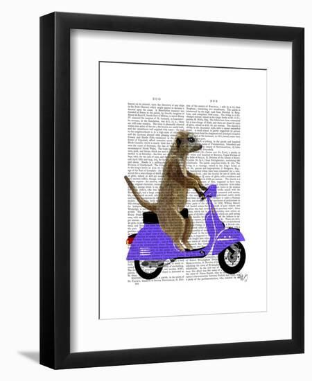 Meerkat on Lilac Moped-Fab Funky-Framed Art Print