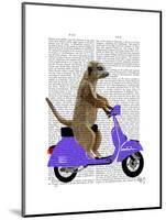 Meerkat on Lilac Moped-Fab Funky-Mounted Art Print