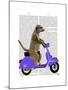 Meerkat on Lilac Moped-Fab Funky-Mounted Art Print