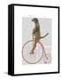 Meerkat on Orange Penny Farthing-Fab Funky-Framed Stretched Canvas