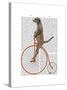 Meerkat on Orange Penny Farthing-Fab Funky-Stretched Canvas