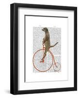 Meerkat on Orange Penny Farthing-Fab Funky-Framed Art Print