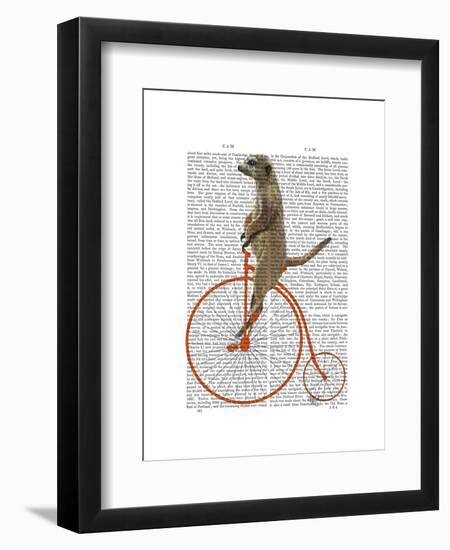 Meerkat on Orange Penny Farthing-Fab Funky-Framed Art Print