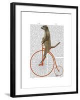 Meerkat on Orange Penny Farthing-Fab Funky-Framed Art Print