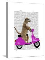 Meerkat on Pink Moped-Fab Funky-Stretched Canvas