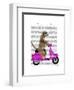 Meerkat on Pink Moped-Fab Funky-Framed Art Print