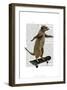 Meerkat On Skateboard-Fab Funky-Framed Art Print