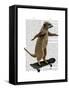 Meerkat on Skateboard-Fab Funky-Framed Stretched Canvas