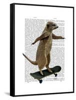 Meerkat on Skateboard-Fab Funky-Framed Stretched Canvas