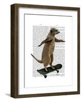 Meerkat on Skateboard-Fab Funky-Framed Art Print