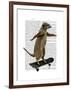 Meerkat on Skateboard-Fab Funky-Framed Art Print