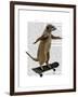 Meerkat on Skateboard-Fab Funky-Framed Art Print