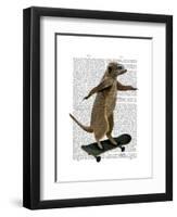 Meerkat on Skateboard-Fab Funky-Framed Art Print