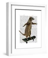 Meerkat on Skateboard-Fab Funky-Framed Art Print