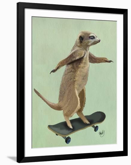 Meerkat on Skateboard-Fab Funky-Framed Art Print