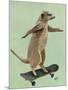 Meerkat on Skateboard-Fab Funky-Mounted Premium Giclee Print