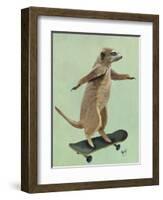 Meerkat on Skateboard-Fab Funky-Framed Art Print