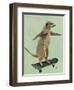 Meerkat on Skateboard-Fab Funky-Framed Art Print