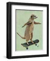 Meerkat on Skateboard-Fab Funky-Framed Art Print