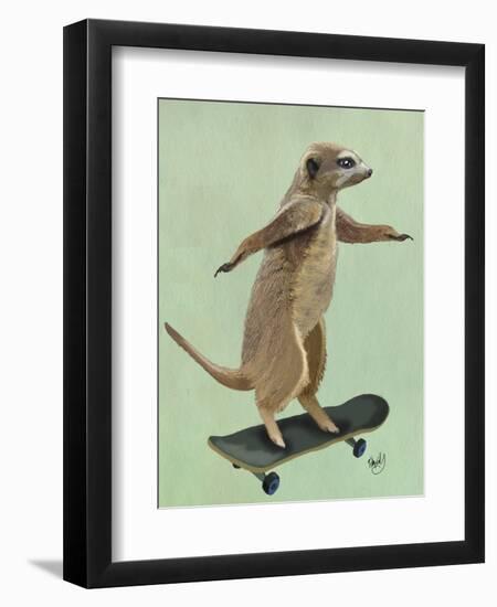 Meerkat on Skateboard-Fab Funky-Framed Art Print