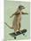 Meerkat on Skateboard-Fab Funky-Mounted Art Print