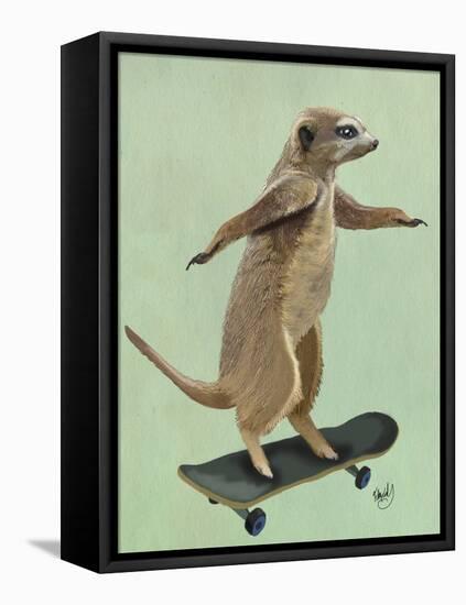 Meerkat on Skateboard-Fab Funky-Framed Stretched Canvas