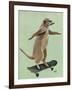 Meerkat on Skateboard-Fab Funky-Framed Art Print