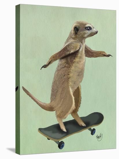 Meerkat on Skateboard-Fab Funky-Stretched Canvas