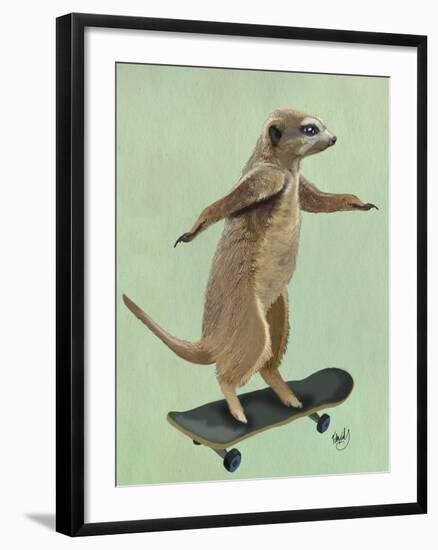 Meerkat on Skateboard-Fab Funky-Framed Art Print