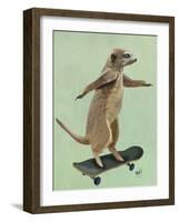 Meerkat on Skateboard-Fab Funky-Framed Art Print