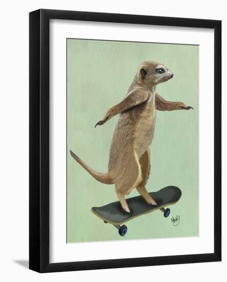 Meerkat on Skateboard-Fab Funky-Framed Art Print