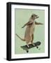 Meerkat on Skateboard-Fab Funky-Framed Art Print