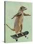 Meerkat on Skateboard-Fab Funky-Stretched Canvas