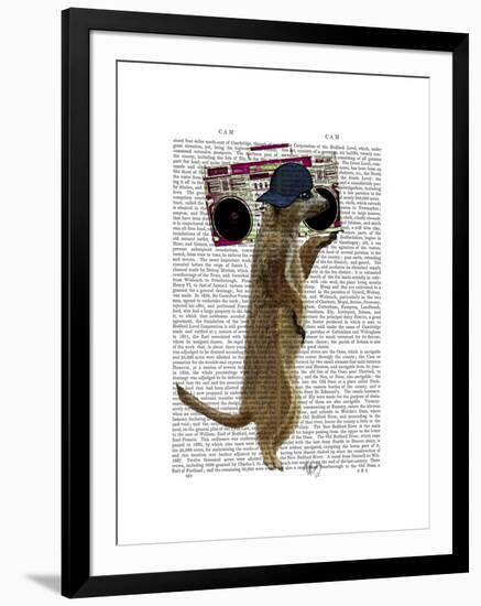 Meerkat with Boom Box Ghetto Blaster-Fab Funky-Framed Art Print