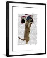 Meerkat with Boom Box Ghetto Blaster-Fab Funky-Framed Art Print