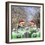 Meerkats Driving Car Through Snow Scene Wearing-null-Framed Photographic Print