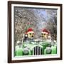 Meerkats Driving Car Through Snow Scene Wearing-null-Framed Photographic Print