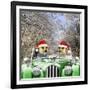 Meerkats Driving Car Through Snow Scene Wearing-null-Framed Photographic Print