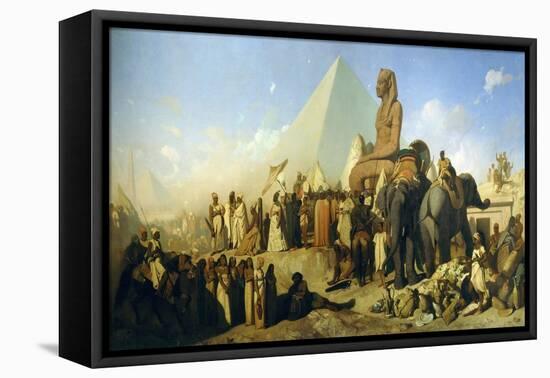 Meeting Between Cambyses II and Psammetichus III-Jean Adrien Guignet-Framed Stretched Canvas